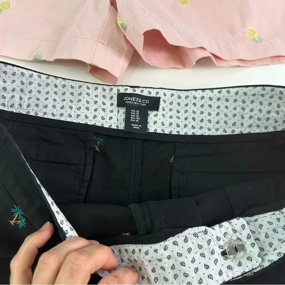 Jones & Co. Size 12 Set of Two Shorts New; Blue Palm Trees & Pink Pineapples